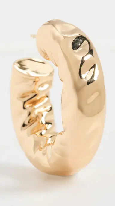 Jennifer Fisher Maeve Huggie Hoop Earrings Yellow Gold One Size | Thumbnail 4