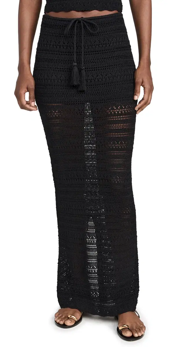 Crochet Long Skirt Black