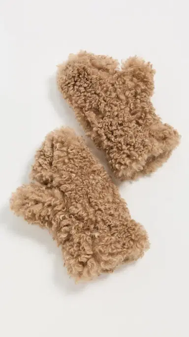 Apparis Coco Bouclette Gloves Camel One Size | Thumbnail 2