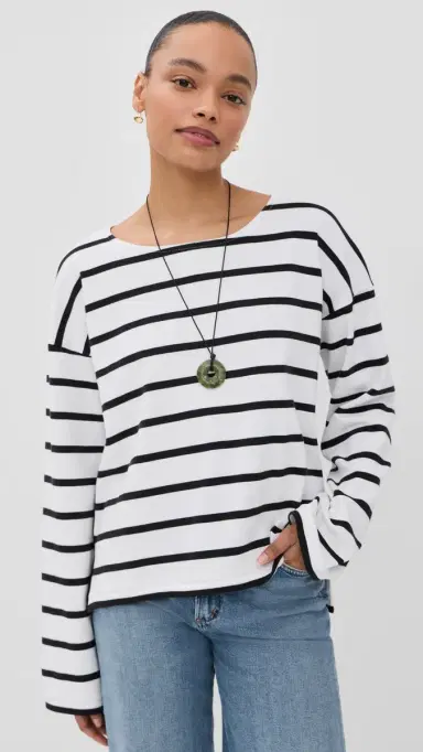 La Ligne Long Sleeve Breton Tee /Black | Thumbnail 2