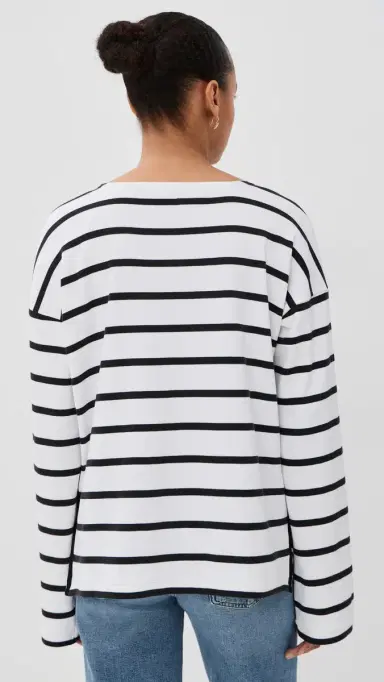 La Ligne Long Sleeve Breton Tee /Black | Thumbnail 3