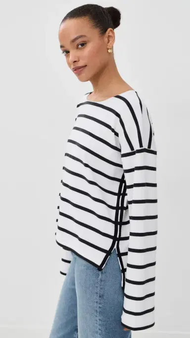 La Ligne Long Sleeve Breton Tee /Black | Thumbnail 4