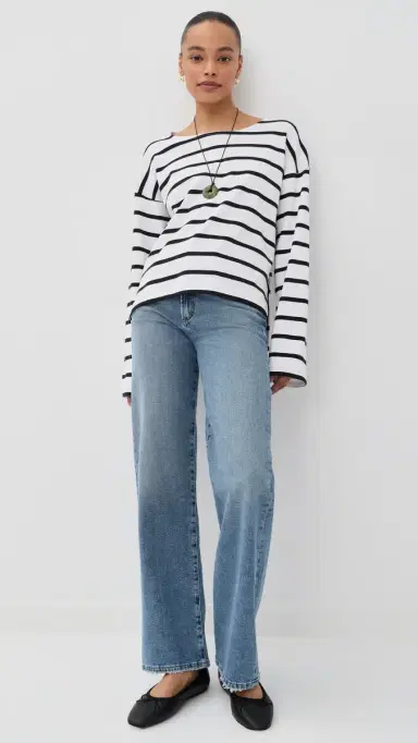 La Ligne Long Sleeve Breton Tee /Black | Thumbnail 5