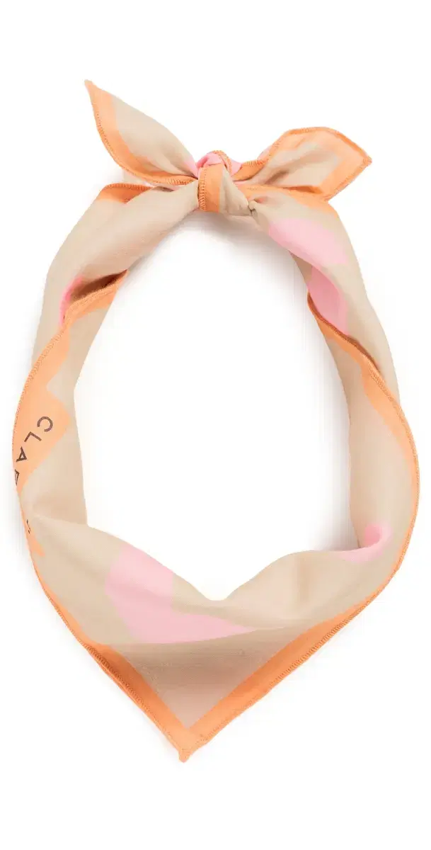 Clare V. Bandana Scarf Khaki with Pink One Size