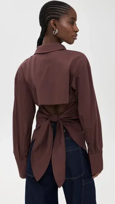 SIMONMILLER Loch Poplin Button Up Choco Brown | Thumbnail 3