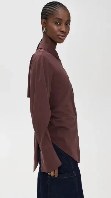 SIMONMILLER Loch Poplin Button Up Choco Brown | Thumbnail 4