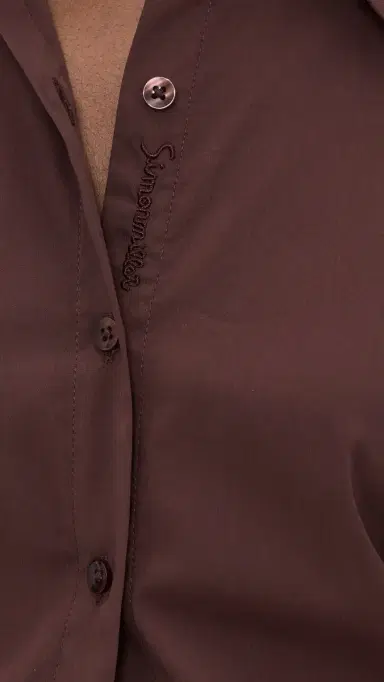 SIMONMILLER Loch Poplin Button Up Choco Brown | Thumbnail 6