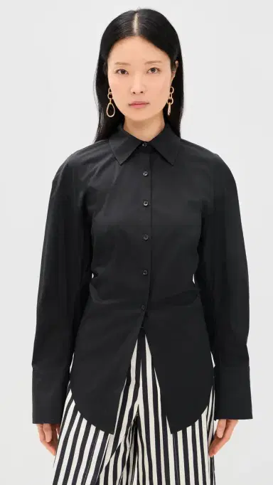 SIMONMILLER Loch Poplin Button Up Black | Thumbnail 3 SIMONMILLER Loch Poplin Button Up Black | Thumbnail 3