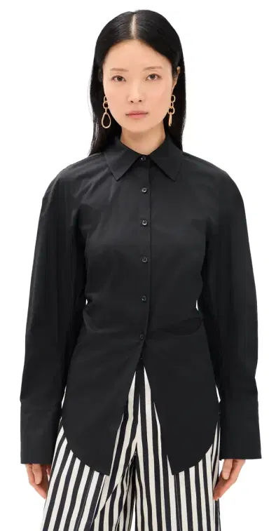 SIMONMILLER Loch Poplin Button Up Black | Thumbnail 1 SIMONMILLER Loch Poplin Button Up Black | Thumbnail 1