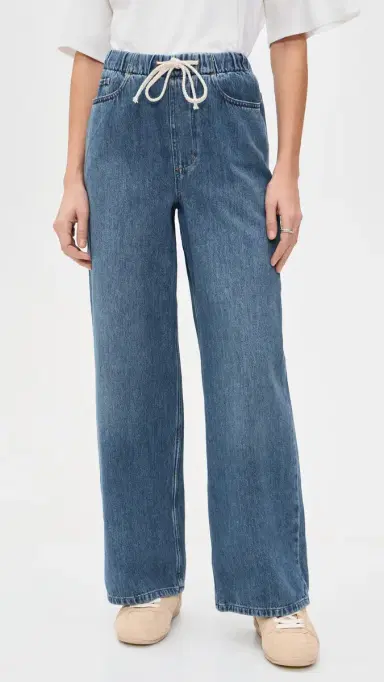 Marine Layer Drawstring Denim Wide Leg Pants edium Wash | Thumbnail 2 Marine Layer Drawstring Denim Wide Leg Pants edium Wash | Thumbnail 2