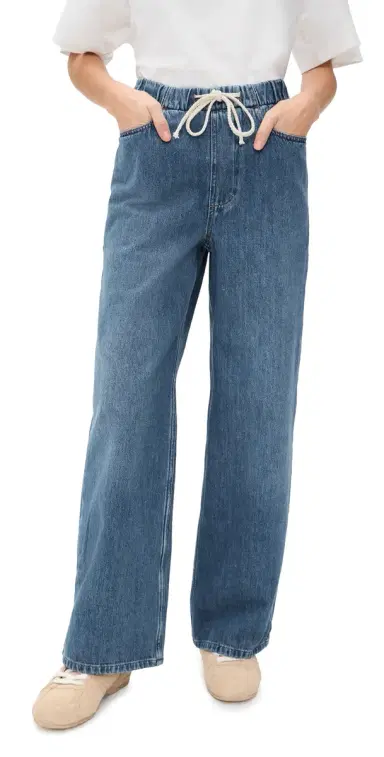 Marine Layer Drawstring Denim Wide Leg Pants edium Wash | Thumbnail 1 Marine Layer Drawstring Denim Wide Leg Pants edium Wash | Thumbnail 1