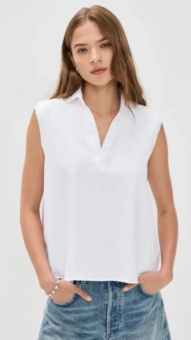 FRANK & EILEEN Popover Collar Tank White XL | Thumbnail 2