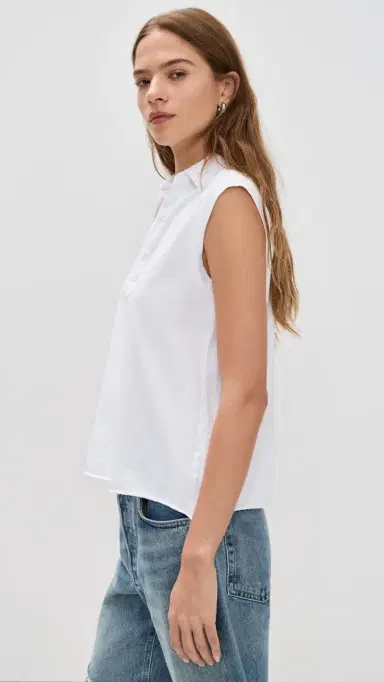 FRANK & EILEEN Popover Collar Tank White XL | Thumbnail 4