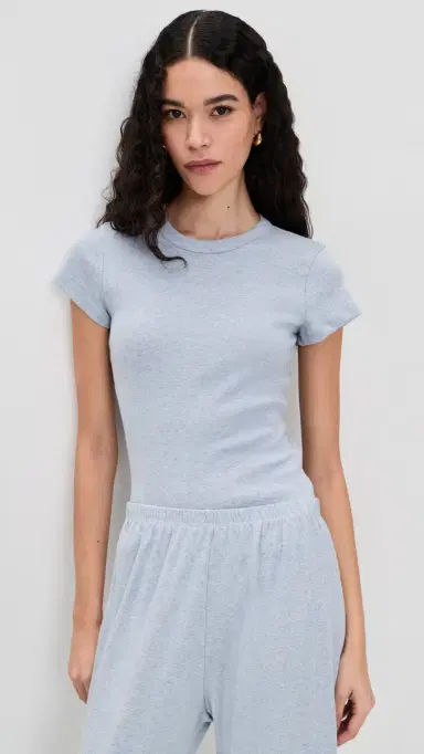 Leset Nando Slim Fit Tee Ciel Melange | Thumbnail 2
