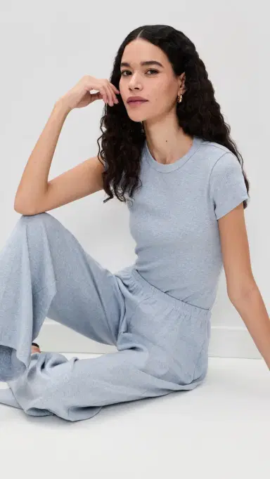 Leset Nando Slim Fit Tee Ciel Melange | Thumbnail 5