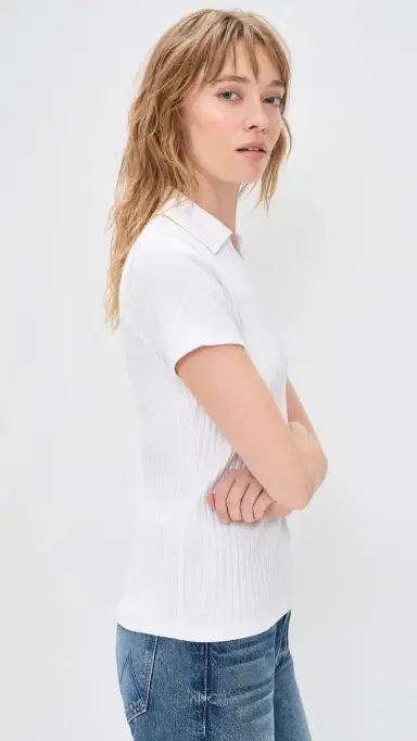 Vince Rib hort leeve Polo Optic White | Thumbnail 4 Vince Rib hort leeve Polo Optic White | Thumbnail 4