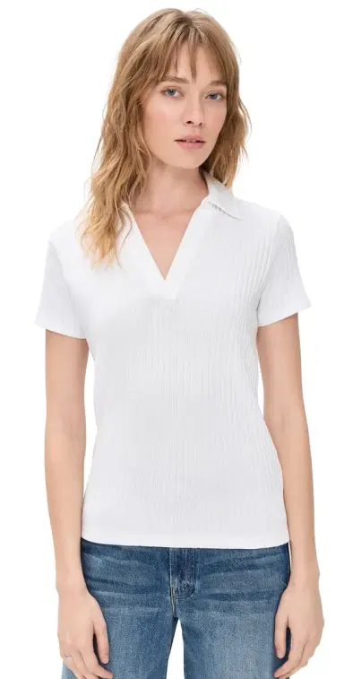 Vince Rib hort leeve Polo Optic White | Thumbnail 1 Vince Rib hort leeve Polo Optic White | Thumbnail 1