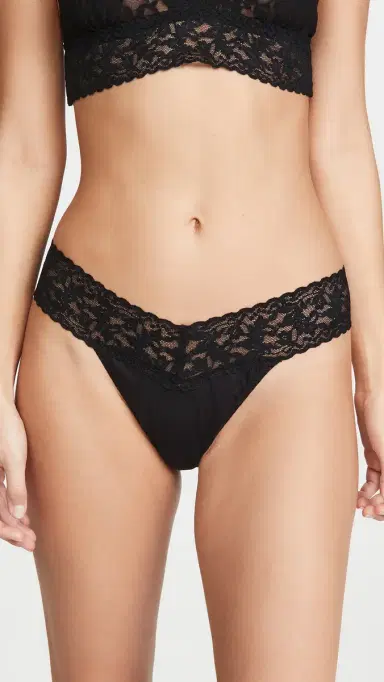Hanky Panky Cotton with a Conscience Orig Rise Thong Black One Size | Thumbnail 2