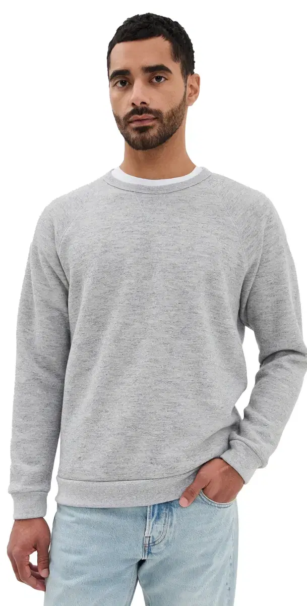Marine Layer Mock Twist herpa Crew Pullover Heather Grey