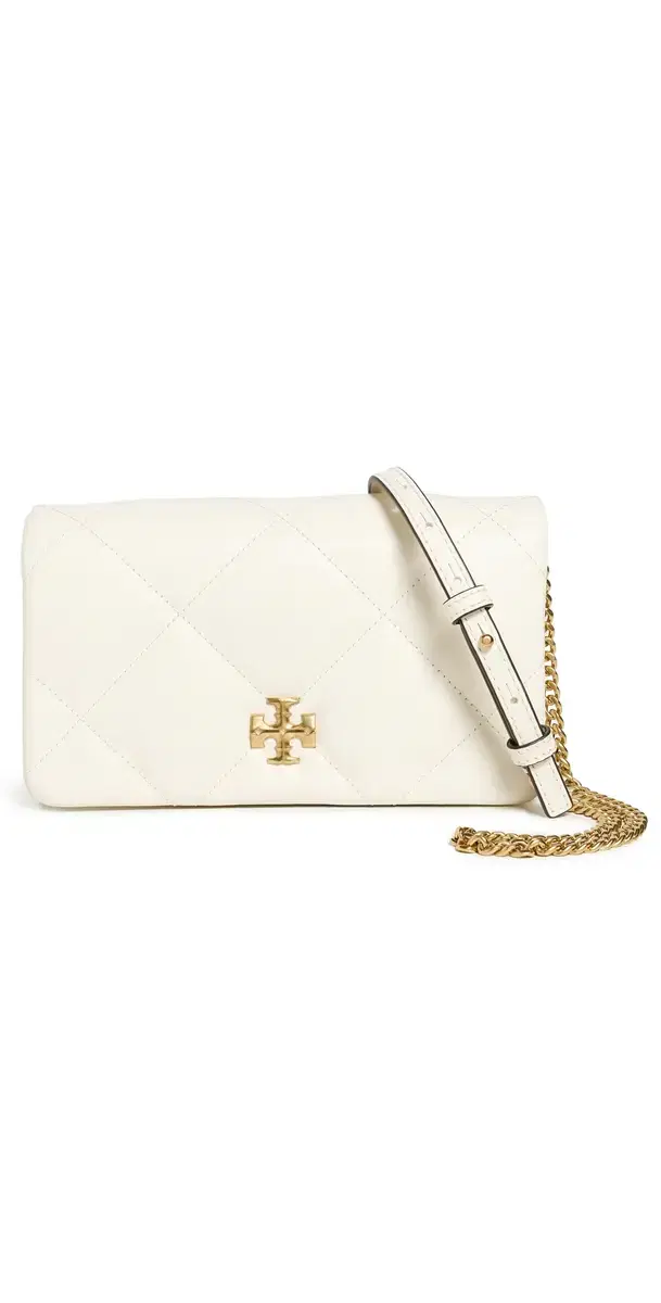 Tory Burch Kira Diamond Quilt Wallet On Chain Warm White One Size