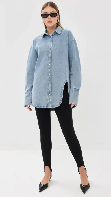 LIONESS Off Duty Denim Shirt Classic Denim | Thumbnail 2