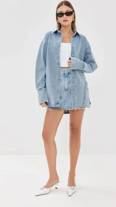 LIONESS Off Duty Denim Shirt Classic Denim | Thumbnail 5