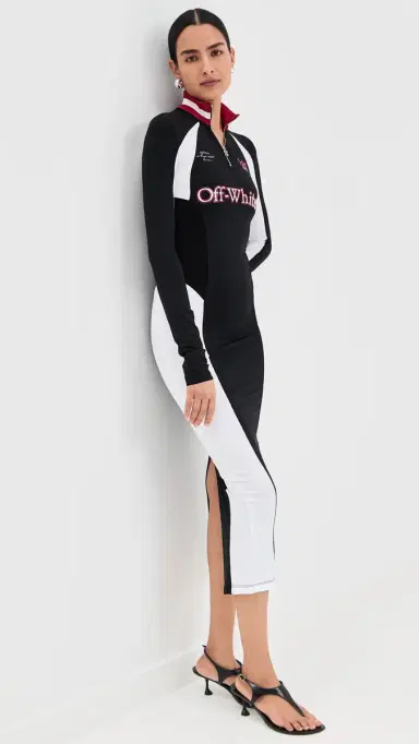 Off-White Tech Serena Midi Dress Black/White | Thumbnail 2 Off-White Tech Serena Midi Dress Black/White | Thumbnail 2