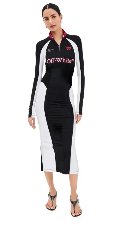 Off-White Tech Serena Midi Dress Black/White | Thumbnail 1 Off-White Tech Serena Midi Dress Black/White | Thumbnail 1