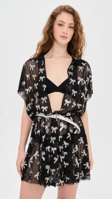 Norma Kamali Super Oversized Boyfriend Mini Dress Black/ilver | Thumbnail 2 Norma Kamali Super Oversized Boyfriend Mini Dress Black/ilver | Thumbnail 2