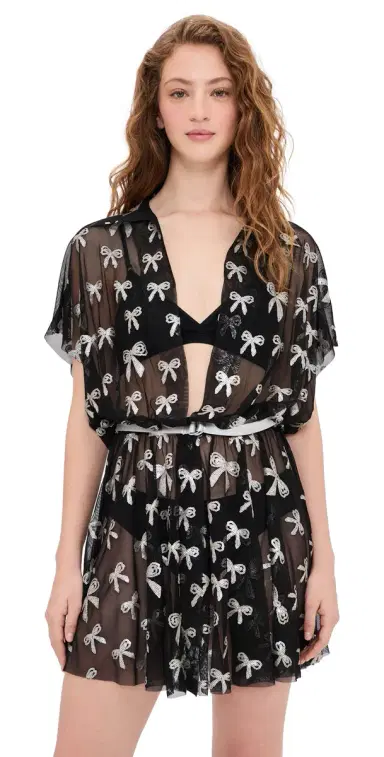 Norma Kamali Super Oversized Boyfriend Mini Dress Black/ilver | Thumbnail 1 Norma Kamali Super Oversized Boyfriend Mini Dress Black/ilver | Thumbnail 1