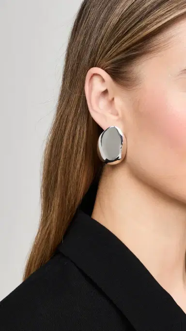 Annika Inez Spoon Earrings Silver One Size | Thumbnail 3