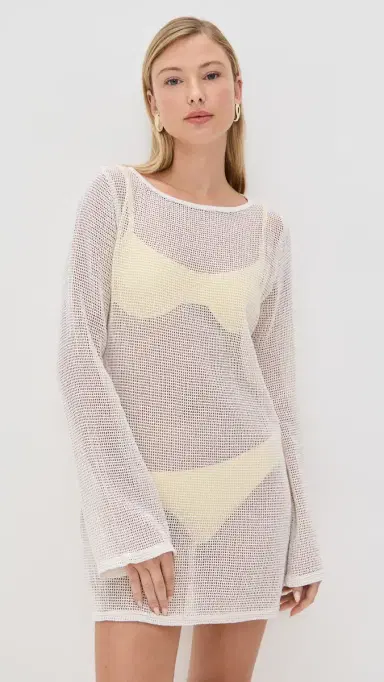 LE BOP Biarritz Long Sleeve Mini Coverup Bone L | Thumbnail 2 LE BOP Biarritz Long Sleeve Mini Coverup Bone L | Thumbnail 2