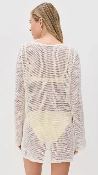 LE BOP Biarritz Long Sleeve Mini Coverup Bone L | Thumbnail 3 LE BOP Biarritz Long Sleeve Mini Coverup Bone L | Thumbnail 3