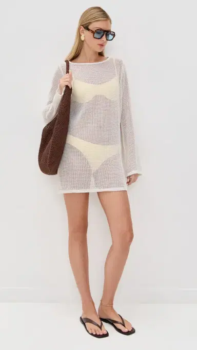LE BOP Biarritz Long Sleeve Mini Coverup Bone L | Thumbnail 5 LE BOP Biarritz Long Sleeve Mini Coverup Bone L | Thumbnail 5