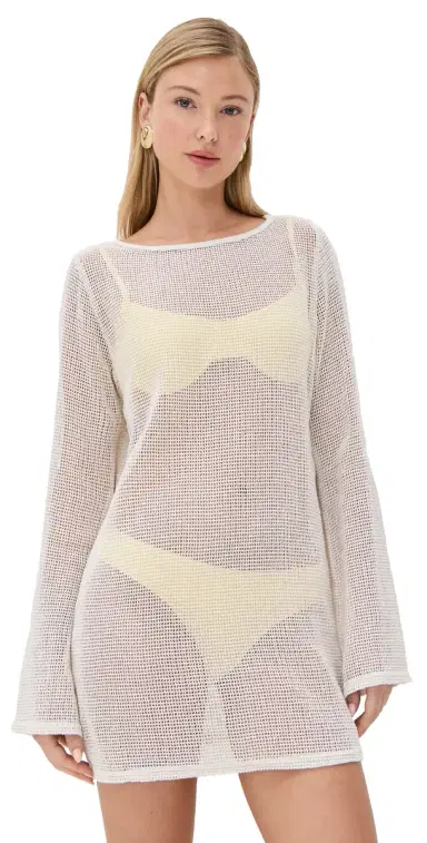 LE BOP Biarritz Long Sleeve Mini Coverup Bone L | Thumbnail 1 LE BOP Biarritz Long Sleeve Mini Coverup Bone L | Thumbnail 1