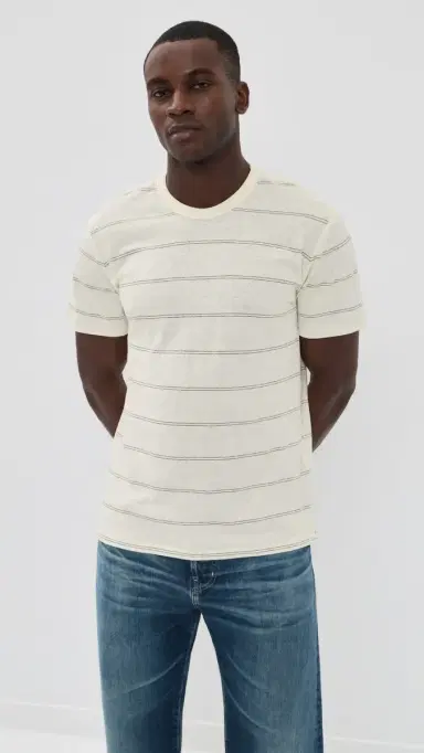 rag & bone Hemp Stripe Classic Tee White | Thumbnail 2