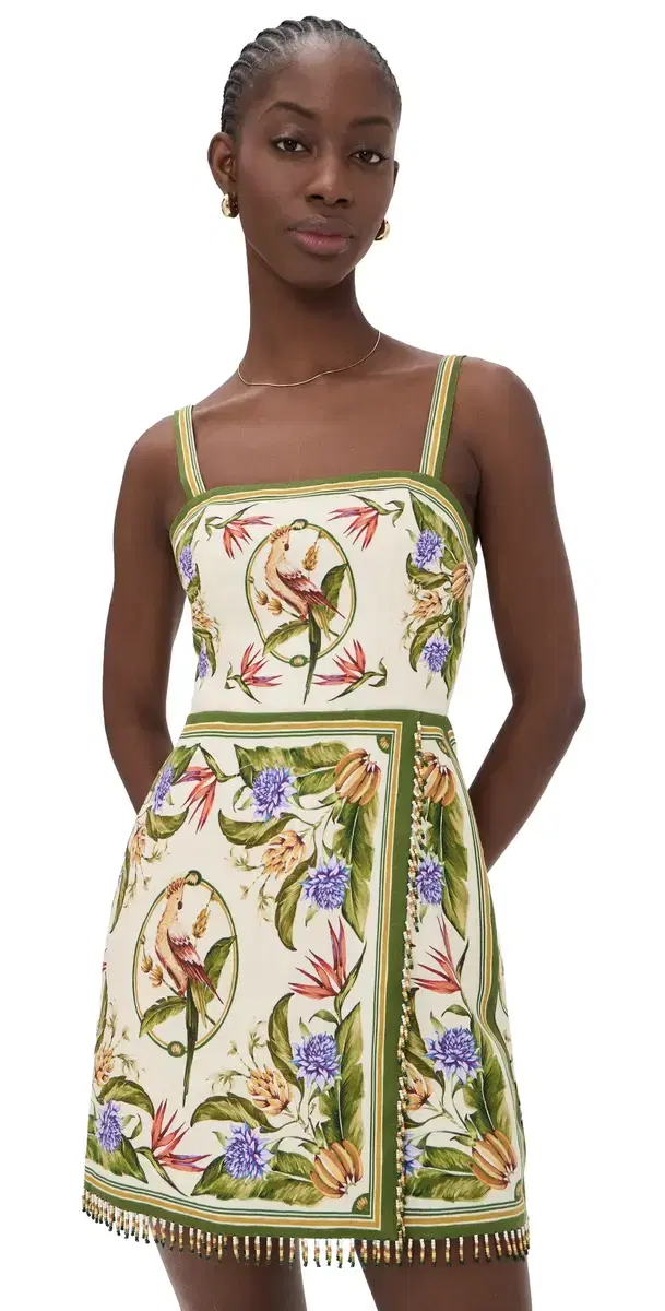Tropical carf and leeveless Mini Dress Tropical carf and