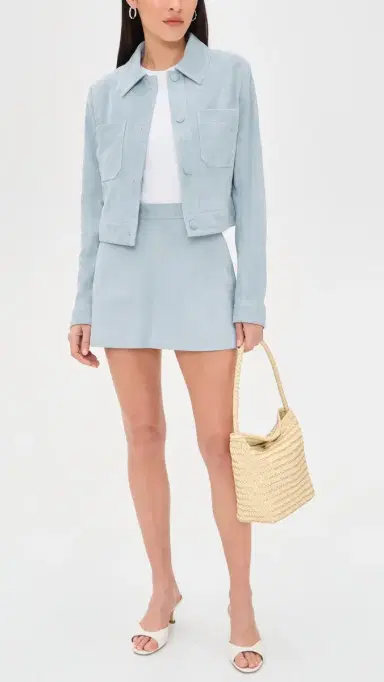 FRAME The Suede Mini Skirt Sky Blue | Thumbnail 5 FRAME The Suede Mini Skirt Sky Blue | Thumbnail 5