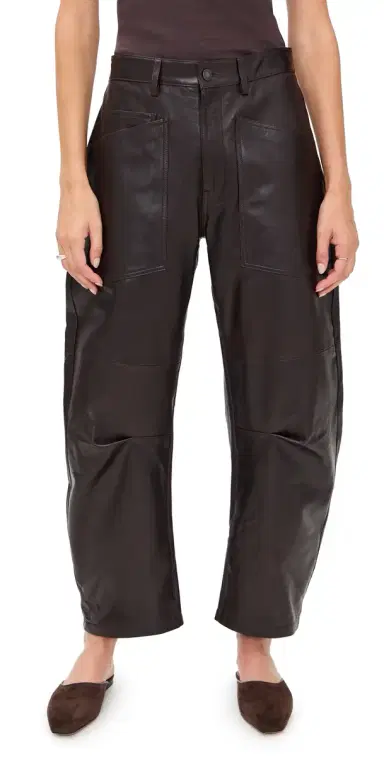 Nili Lotan Shon Leather Pants Dark Brown | Thumbnail 1