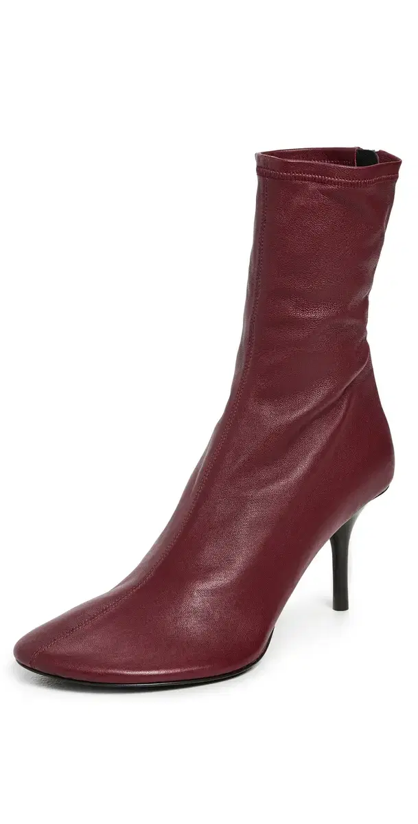 Leather Ankle Booties Wine Red Leather Ankle Booties Wine Red