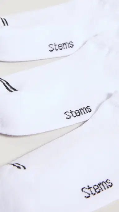 Stems Training No Show Socks 3 Pack White X 3 One Size | Thumbnail 3