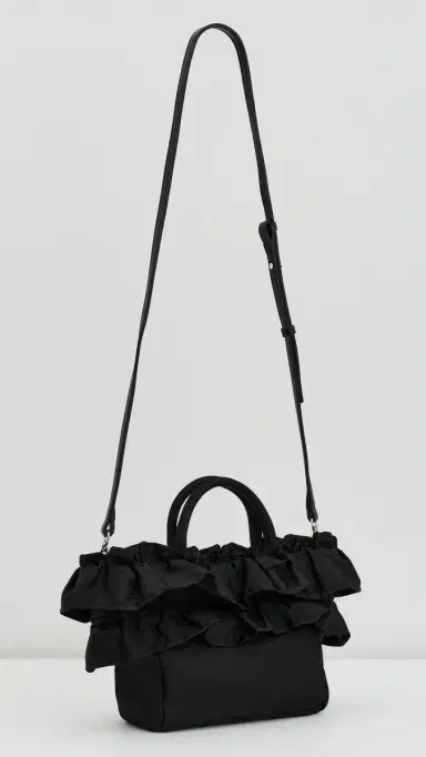 GANNI Mini Shopper Ruffle Bag Black One Size | Thumbnail 4
