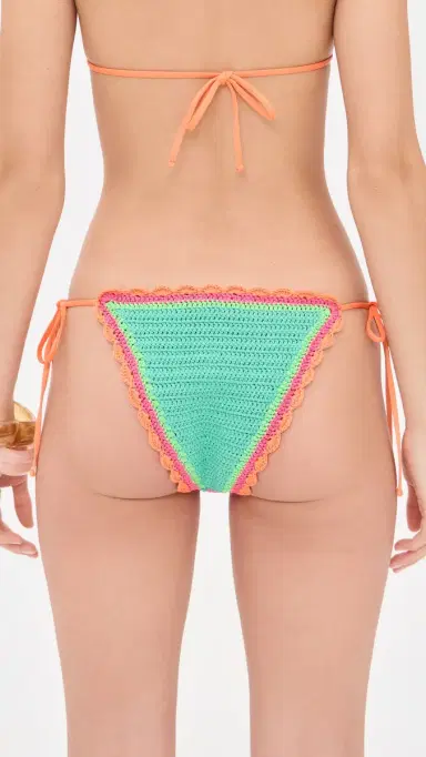 Beach Riot oliel Bikini Bottoms Aqua Haze Crochet | Thumbnail 3