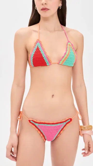 Beach Riot oliel Bikini Bottoms Aqua Haze Crochet | Thumbnail 4