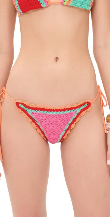 Beach Riot oliel Bikini Bottoms Aqua Haze Crochet | Thumbnail 1