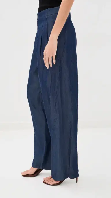 DARKPARK Phebe Chambray Wide Leg Pants Blue Denim | Thumbnail 5