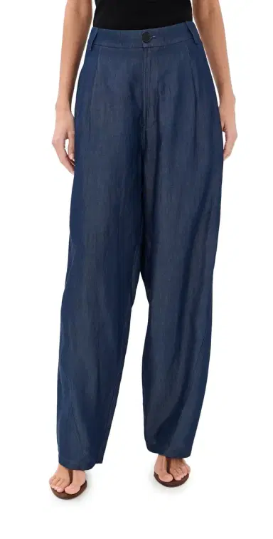 DARKPARK Phebe Chambray Wide Leg Pants Blue Denim | Thumbnail 1