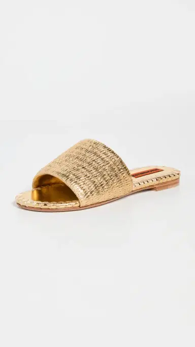 SIMONMILLER Metallic Raffia Salerno Sandals Gold/Natural 37 | Thumbnail 2