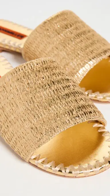 SIMONMILLER Metallic Raffia Salerno Sandals Gold/Natural 37 | Thumbnail 6