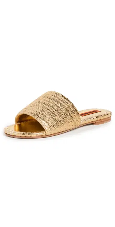SIMONMILLER Metallic Raffia Salerno Sandals Gold/Natural 37 | Thumbnail 1